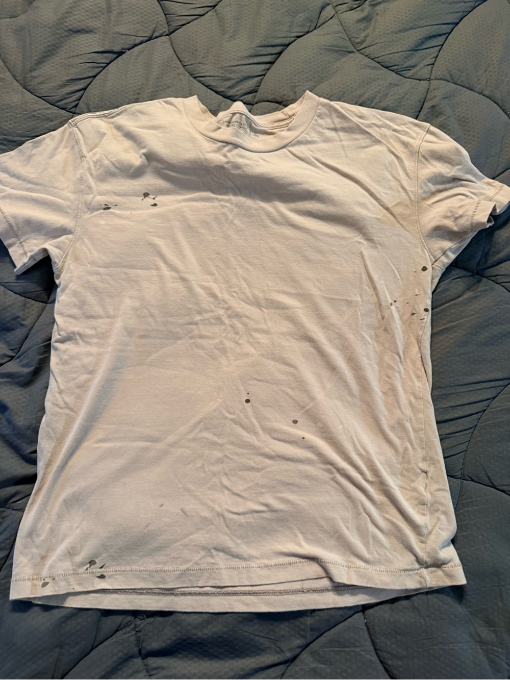 Abercrombie & Fitch White Short-Sleeve Crew Tee with Paint Detail